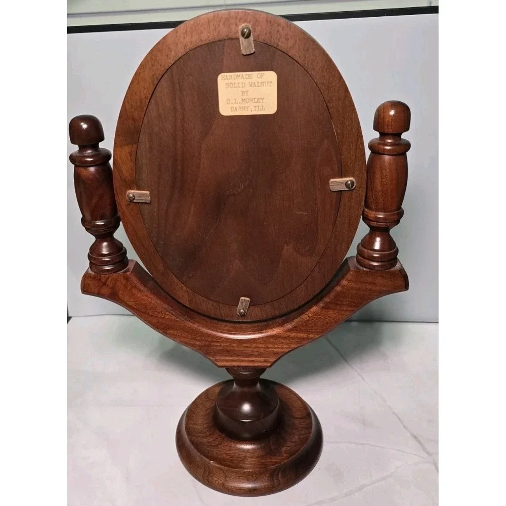 Vintage Handmade Solid Walnut Tilting Mirror Made By D.L. Morley